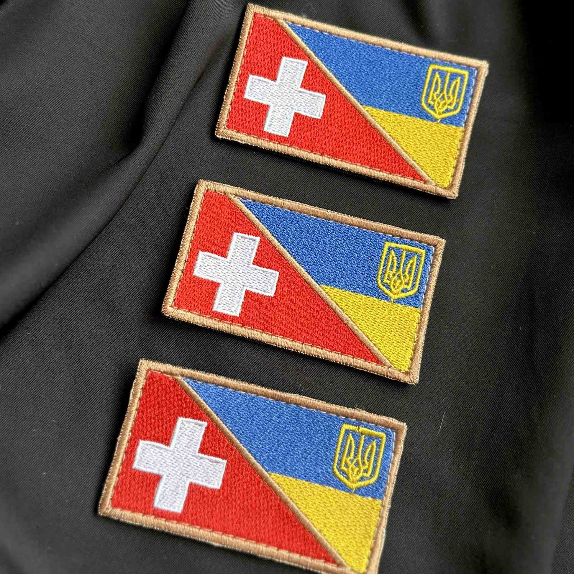 Ukrainian Morale Patch * 3 Pcs Ukraine + SwitzerlandFlag Badge Hook Textile