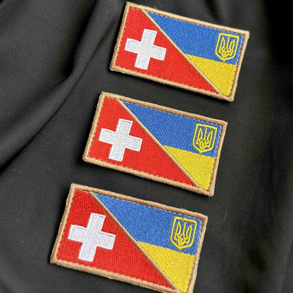 Ukrainian Morale Patch * 3 Pcs Ukraine + SwitzerlandFlag Badge Hook Textile