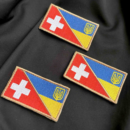 Ukrainian Morale Patch * 3 Pcs Ukraine + SwitzerlandFlag Badge Hook Textile