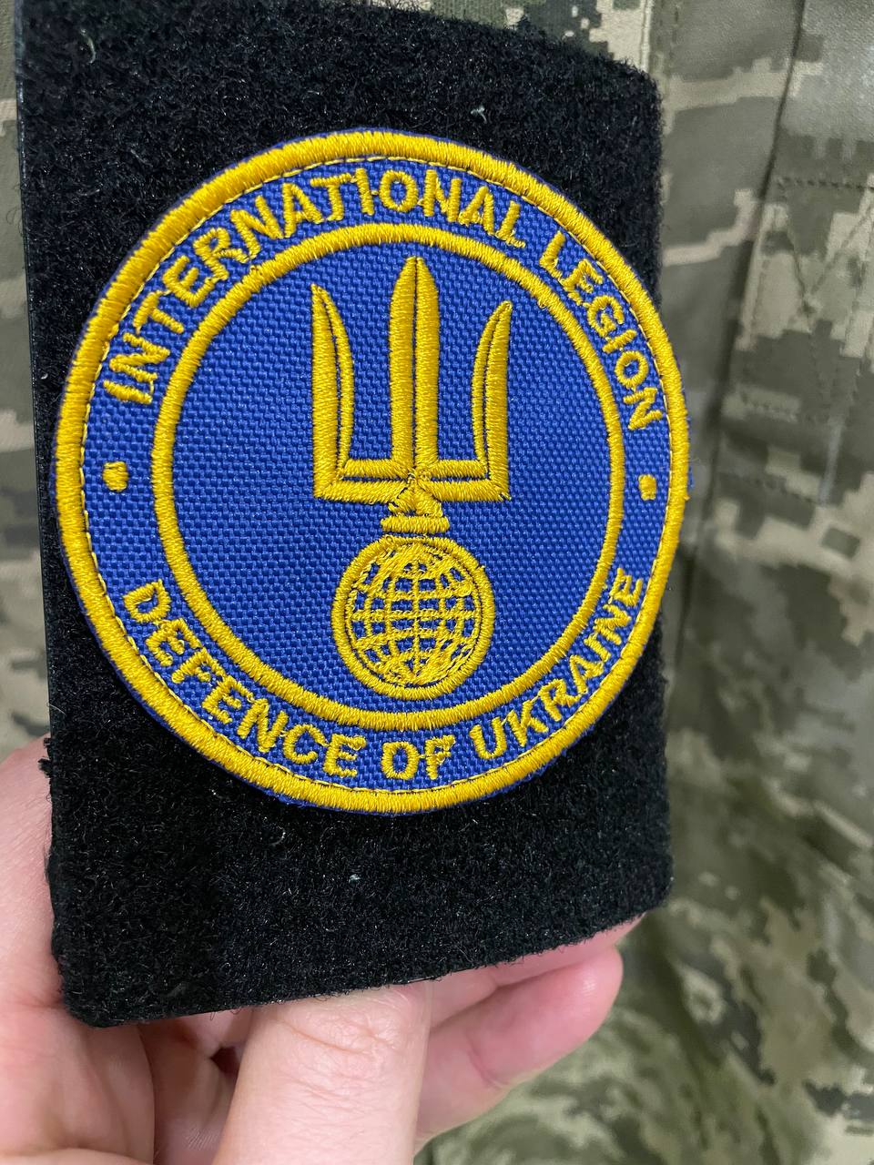 Ukrainian Morale Patch International Legion of Ukraine Tactical Badge Hook (Blue Textile)