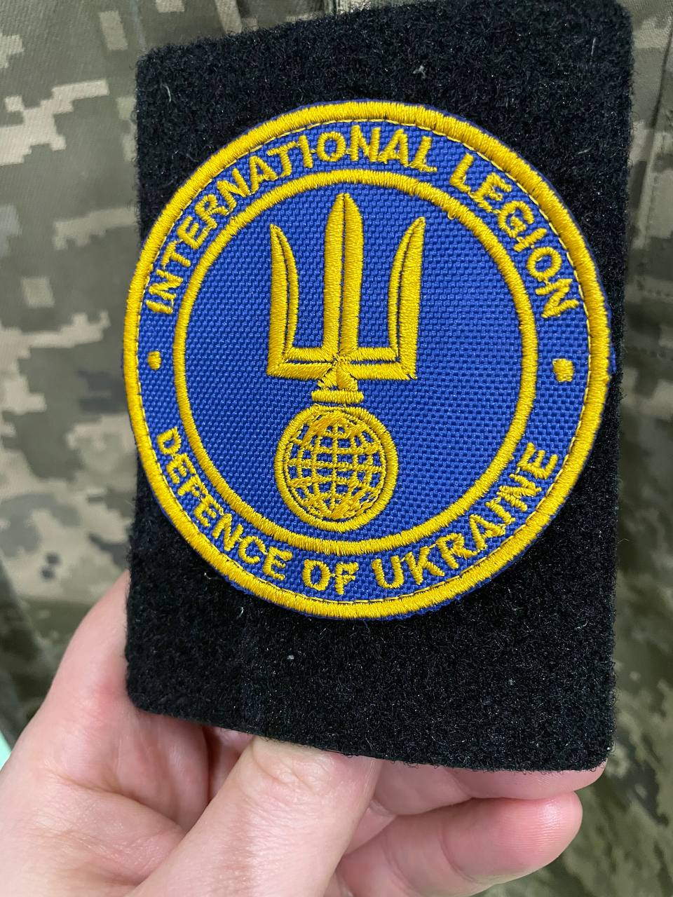 Ukrainian Morale Patch International Legion of Ukraine Tactical Badge Hook (Blue Textile)