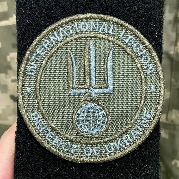 Ukrainian Morale Patch International Legion of Ukraine Tactical Badge Hook (Olive Textile)