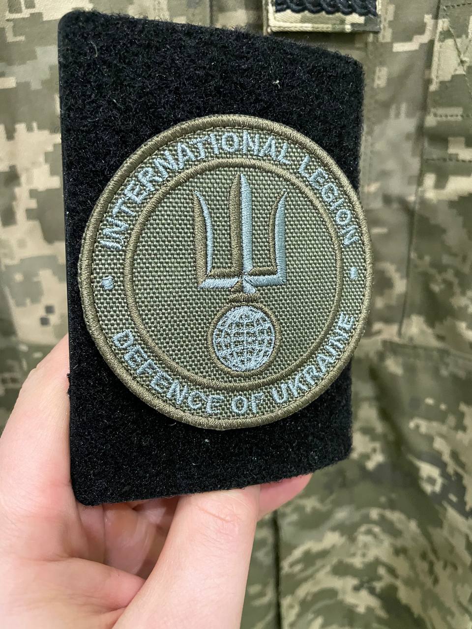 Ukrainian Morale Patch International Legion of Ukraine Tactical Badge Hook (Olive Textile)
