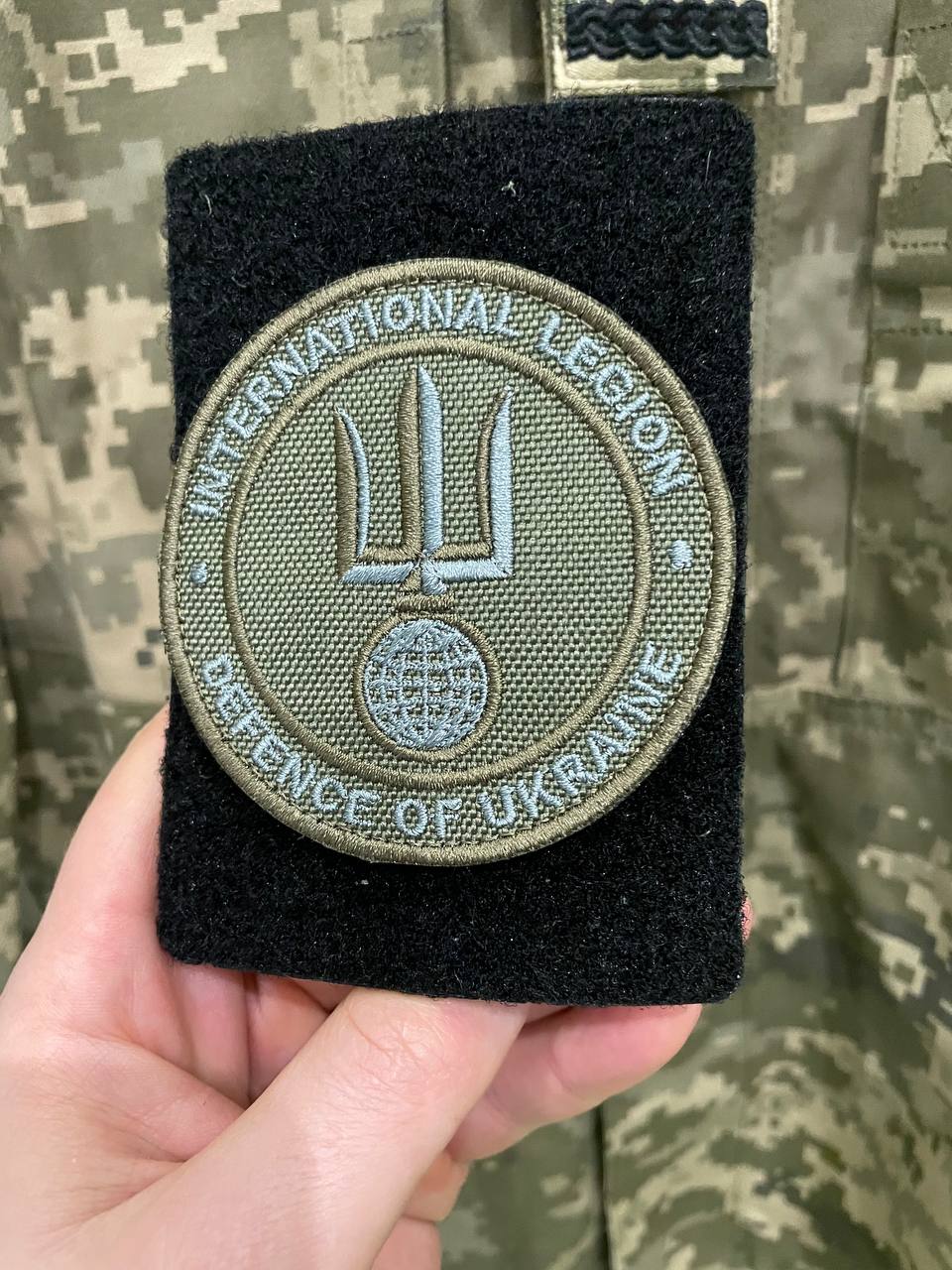 Ukrainian Morale Patch International Legion of Ukraine Tactical Badge Hook (Olive Textile)