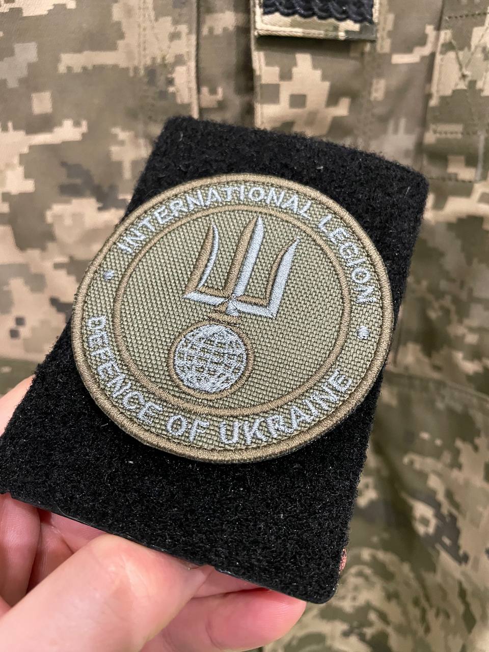 Ukrainian Morale Patch International Legion of Ukraine Tactical Badge Hook (Olive Textile)