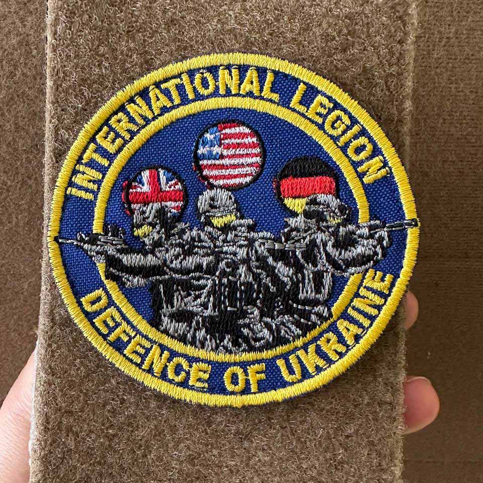 Ukrainian Morale Patch International Legion of Ukraine Tactical Badge Hook "Three Fighter"