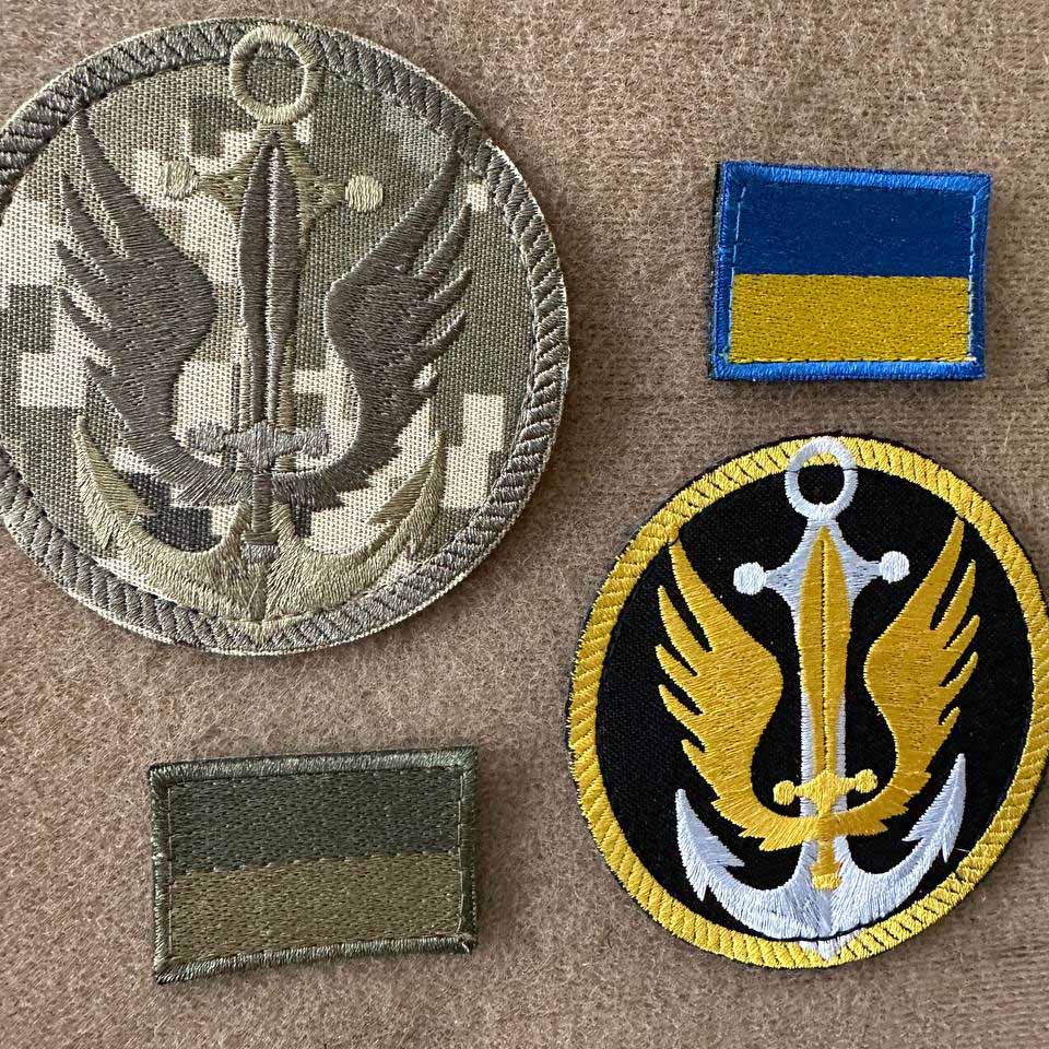 Ukrainian Morale Patch Marines Circle Taktical Badge Hook