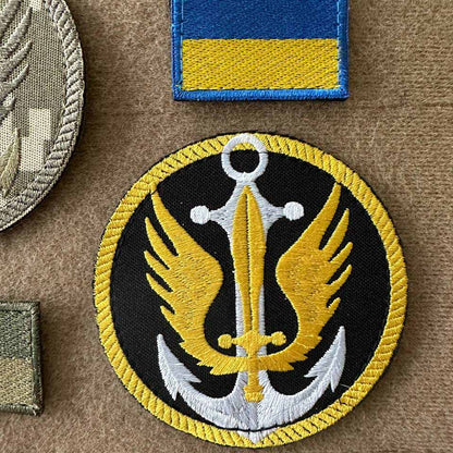 Ukrainian Morale Patch Marines Circle Taktical Badge Hook