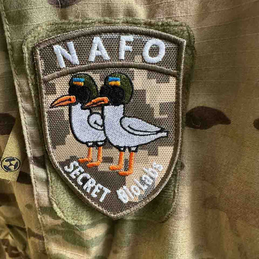 Ukrainian Morale Patch "NAFO" Secret Biolabs MM 14 Tactical Badge Hook