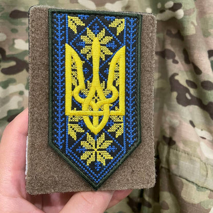 Ukrainian Morale Patch Trident and Embroidery Tactical Badge Hook Textile