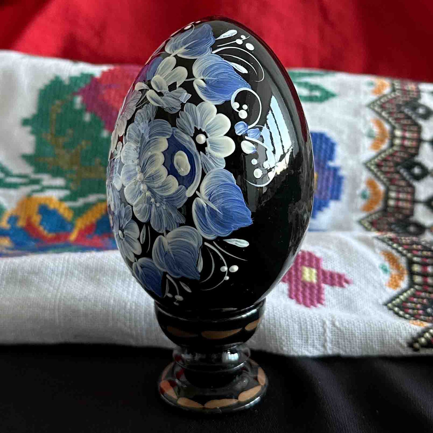 Ukrainian Petrykivka Wooden Easter Egg | Hand-Painted Pysanky (130 mm) 03-022