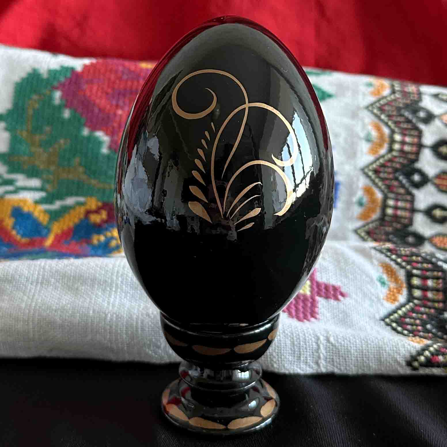 Ukrainian Petrykivka Wooden Easter Egg | Hand-Painted Pysanky (130 mm) 03-022
