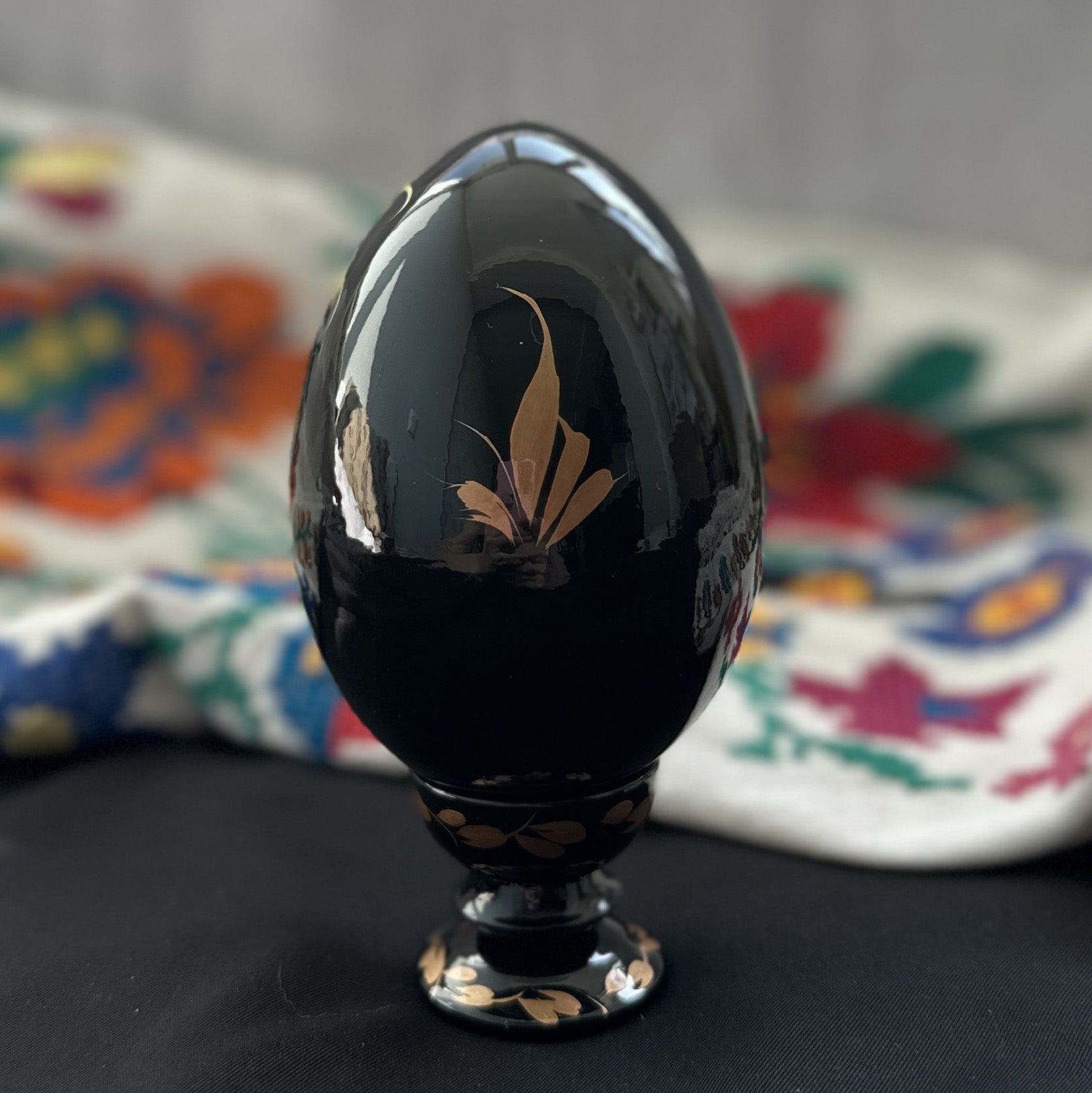Ukrainian Petrykivka Wooden Easter Egg | Hand-Painted Pysanky (130 mm) 03-131