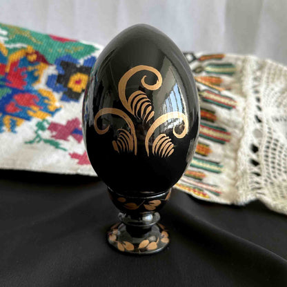 Ukrainian Petrykivka Wooden Easter Egg | Hand-Painted Pysanky (130 mm) 03-171