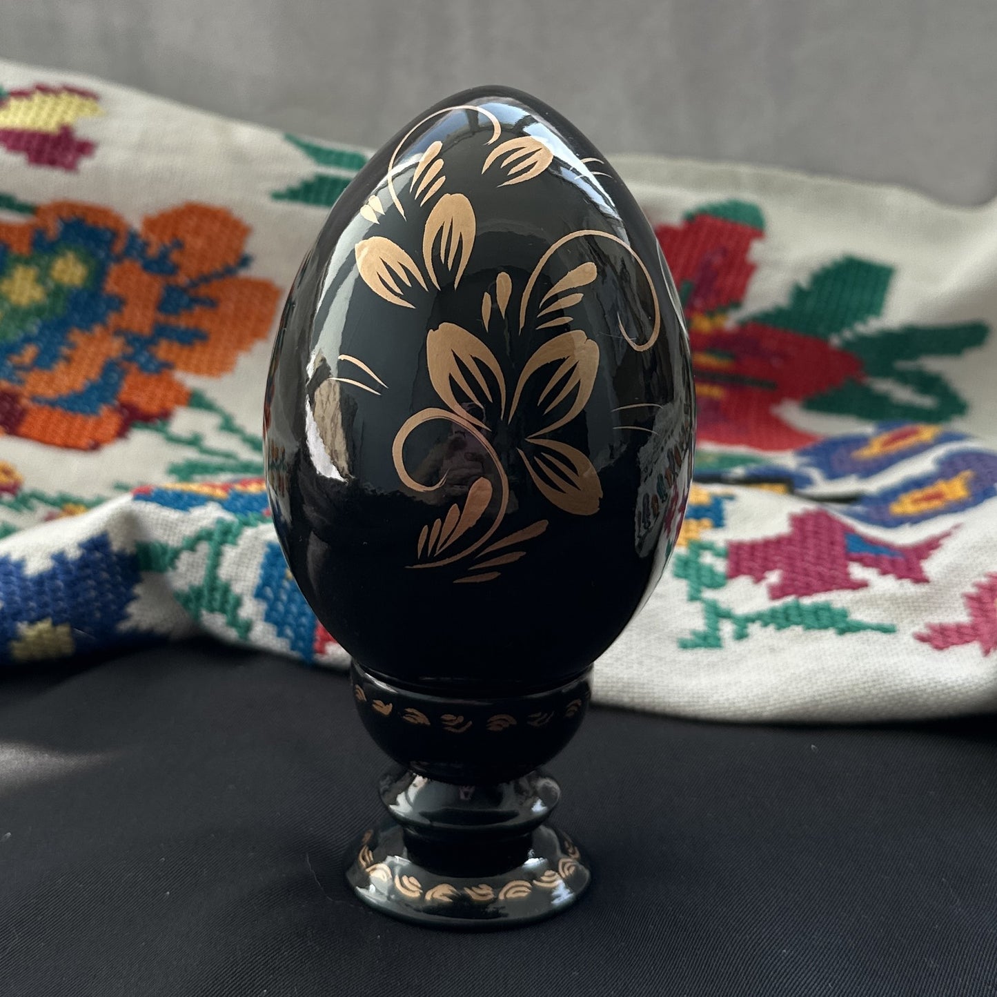 Ukrainian Petrykivka Wooden Easter Egg | Hand-Painted Pysanky (130 mm) 03-202