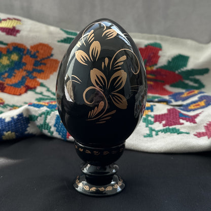 Ukrainian Petrykivka Wooden Easter Egg | Hand-Painted Pysanky (130 mm) 03-202