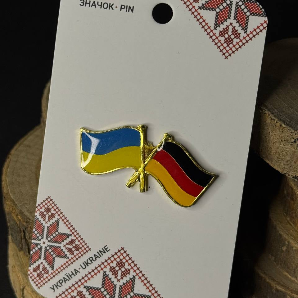 Ukrainian Pin Ukraine + Germany Metal Badge Button Pin