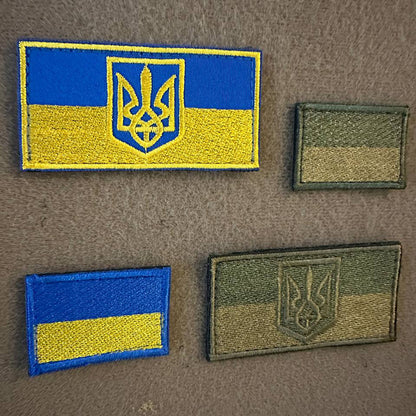 Ukrainian Set Army Morale Patches FLAG UKRAINE Tactical Badge Hook * 4 pcs