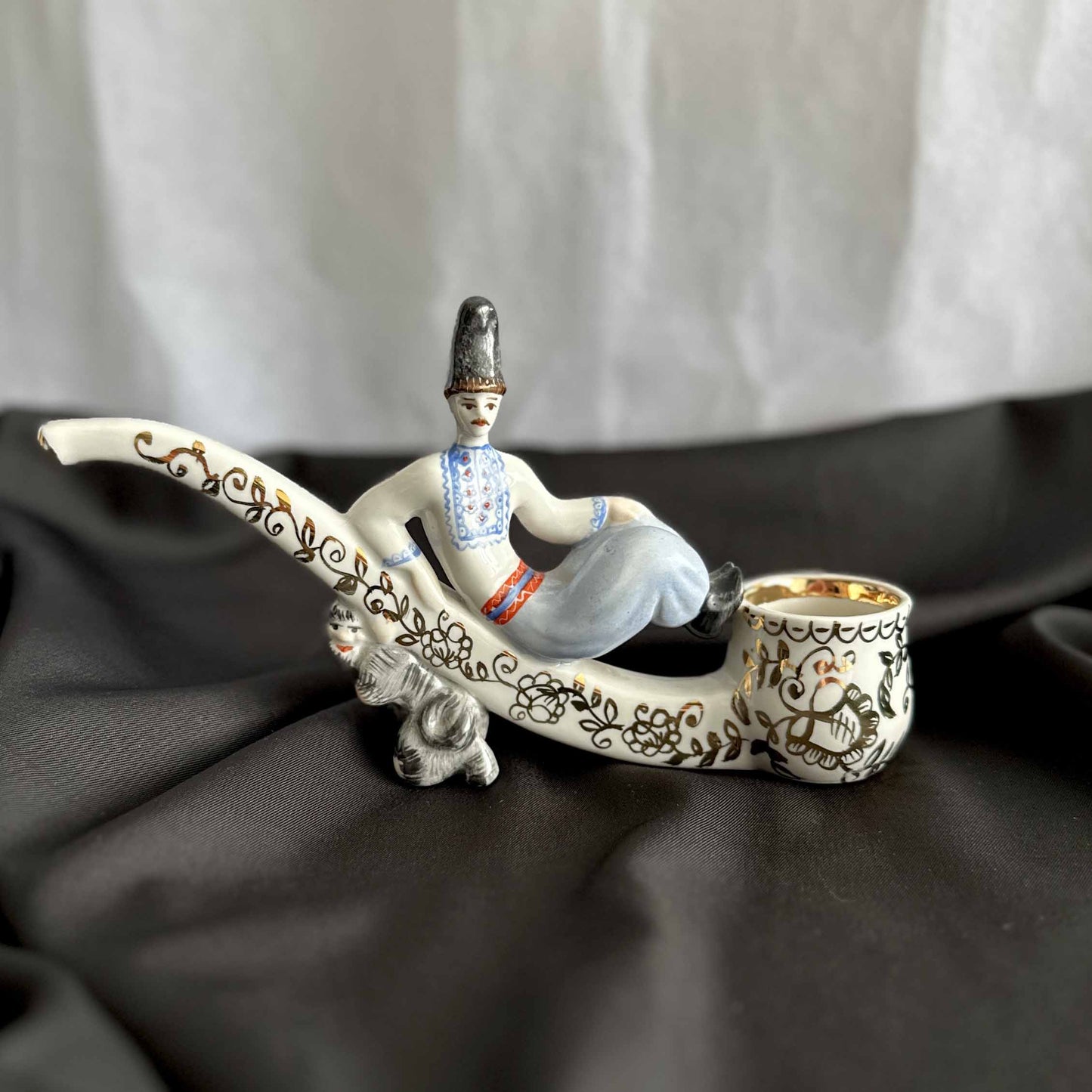 Ukrainian Vintage Ussr Porcelain Figurine Smoking Pipe "Vakula" (1976 Kyiv )