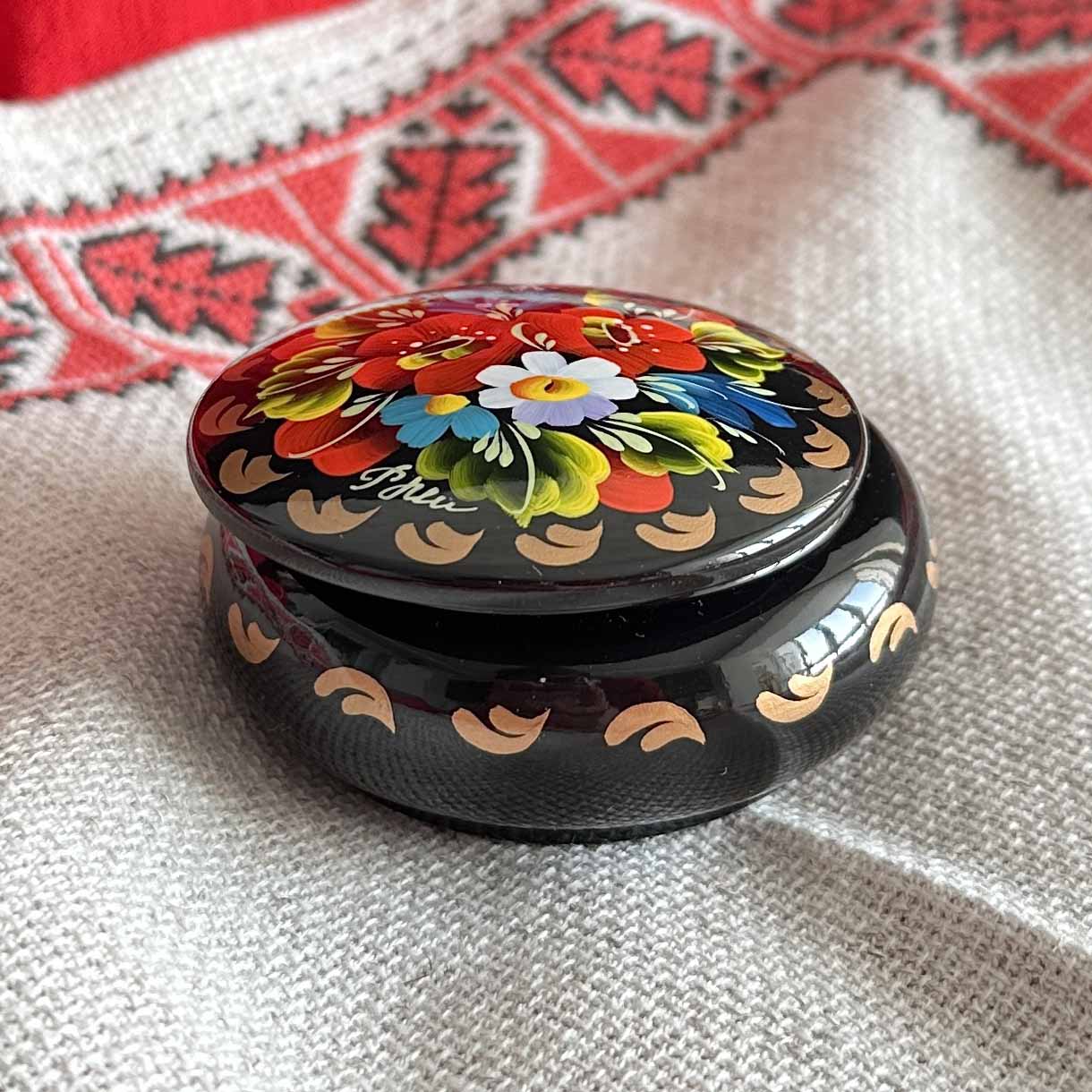 Ukrainian Wooden Boxes with Petrykivka Handmade Painting
