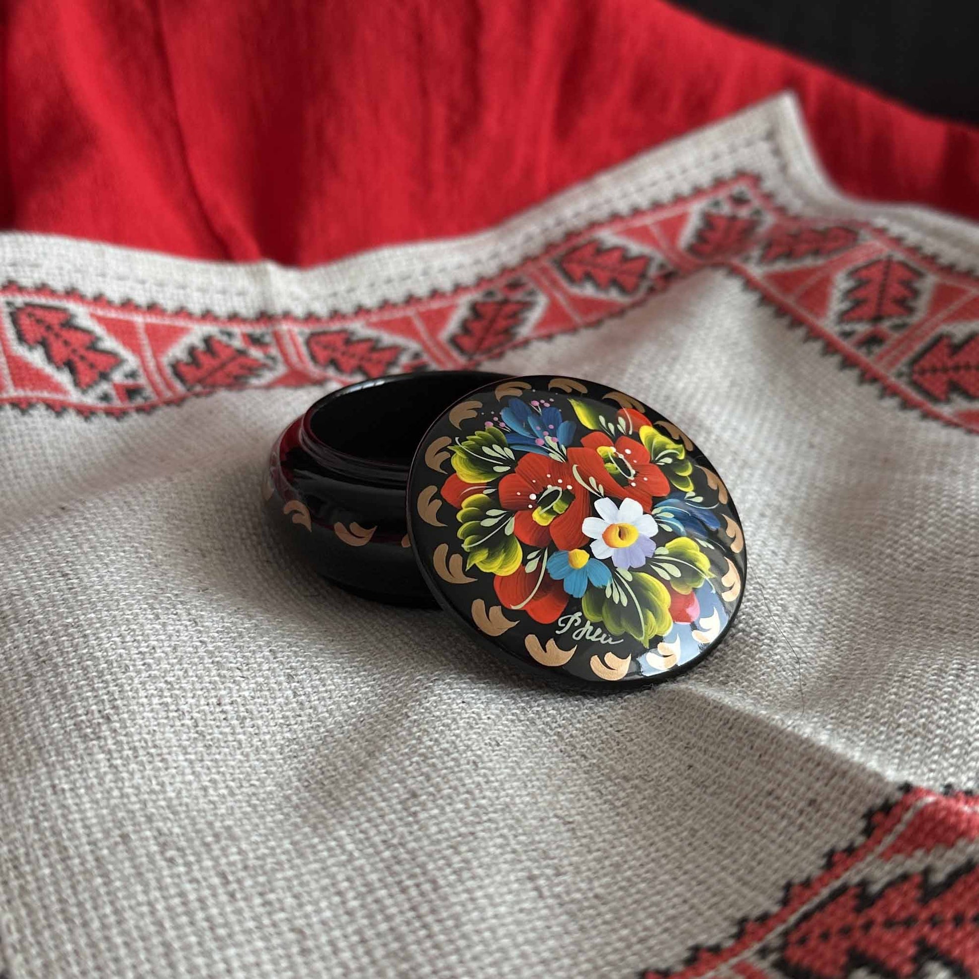 Ukrainian Wooden Boxes with Petrykivka Handmade Painting