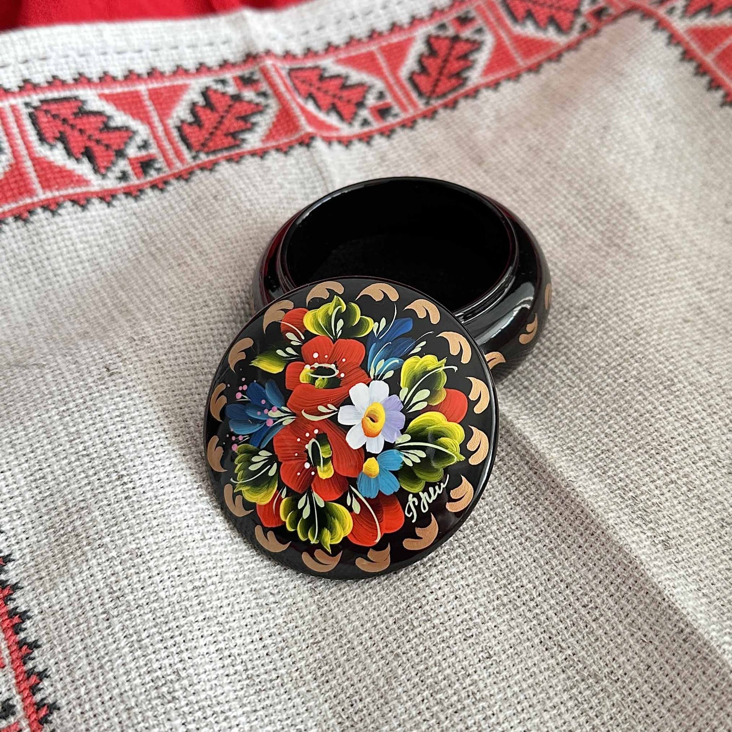 Ukrainian Wooden Boxes with Petrykivka Handmade Painting