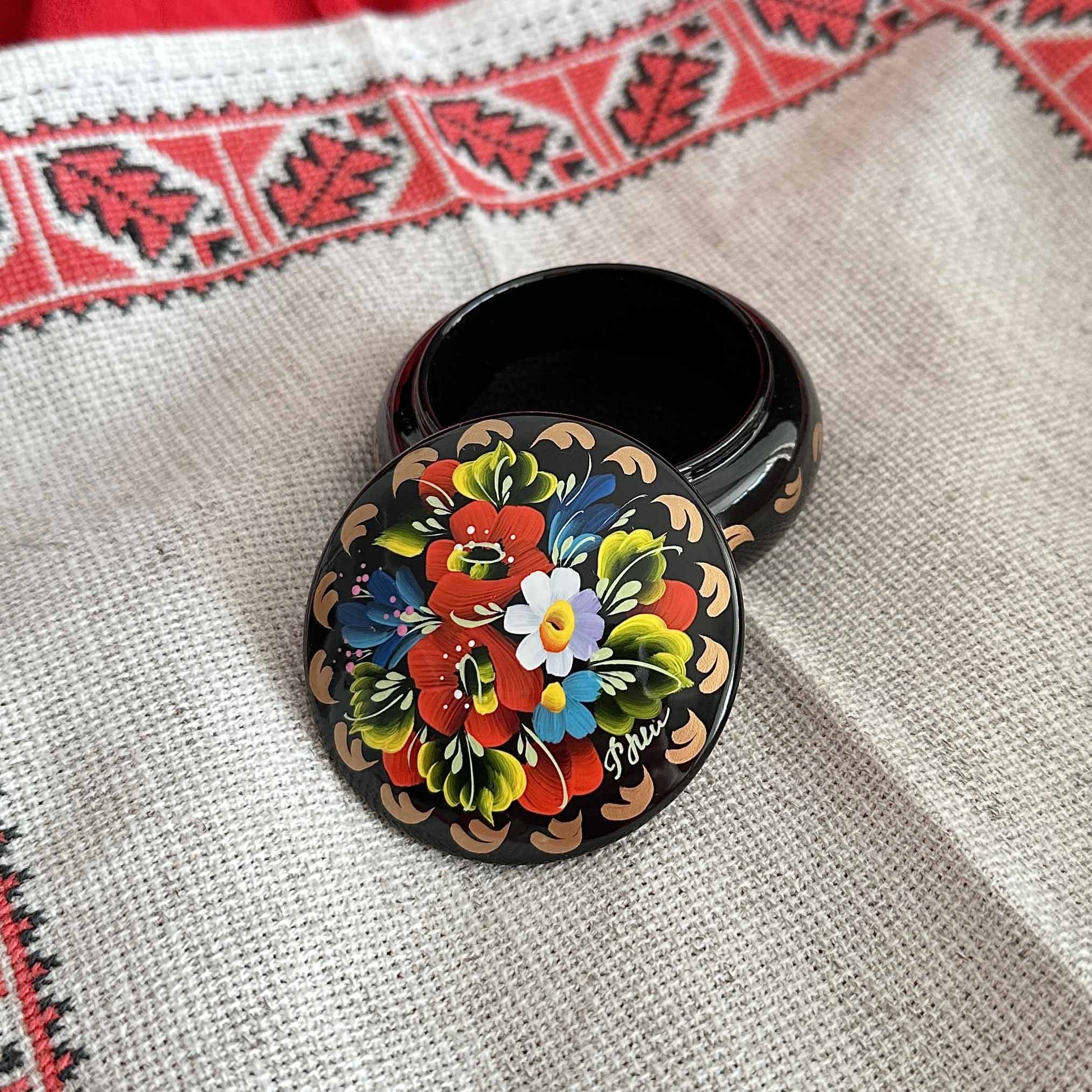 Ukrainian Wooden Boxes with Petrykivka Handmade Painting