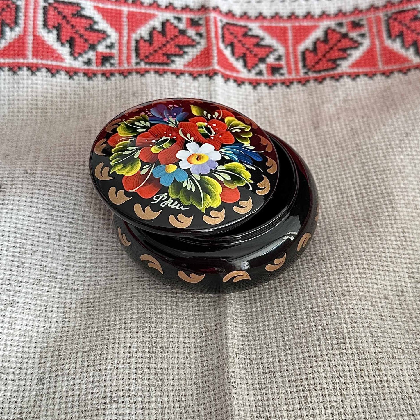 Ukrainian Wooden Boxes with Petrykivka Handmade Painting