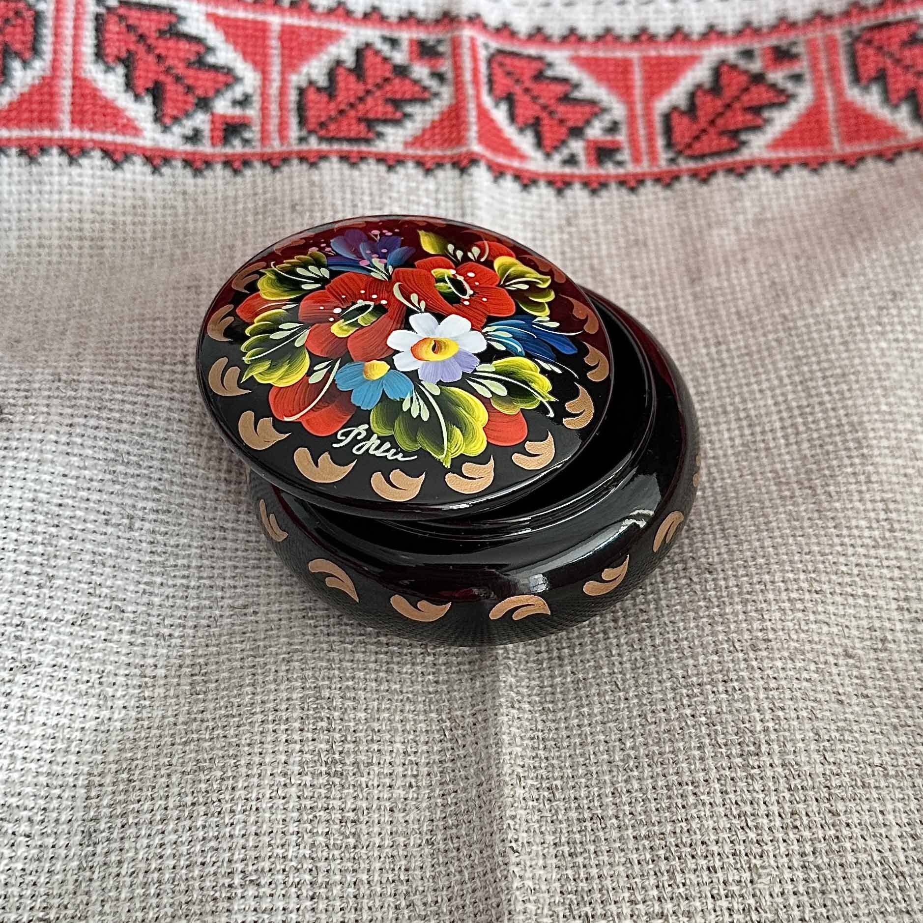 Ukrainian Wooden Boxes with Petrykivka Handmade Painting