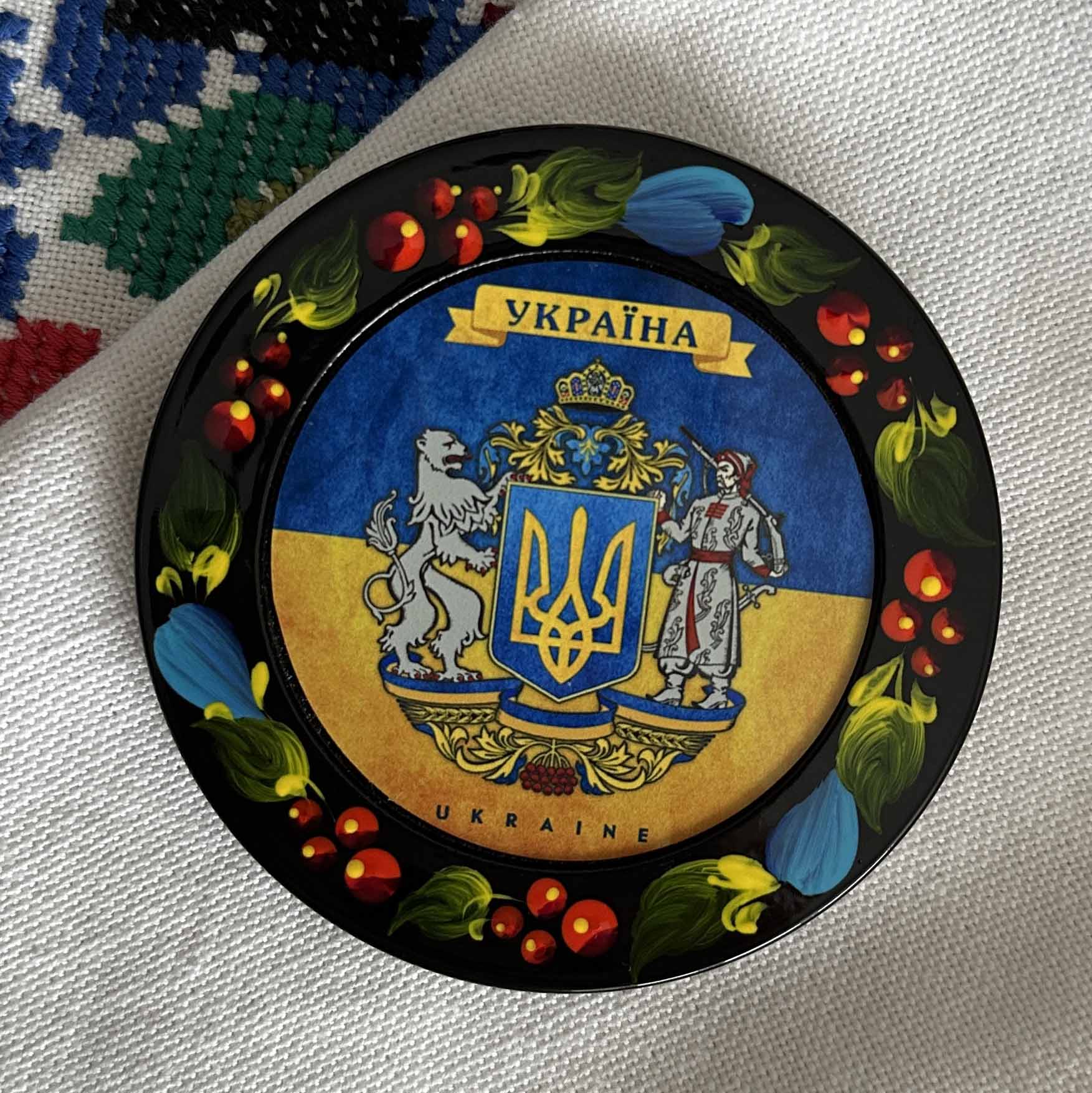 Ukranian Fridge Wood Magnet Author's Нandmade Painting 