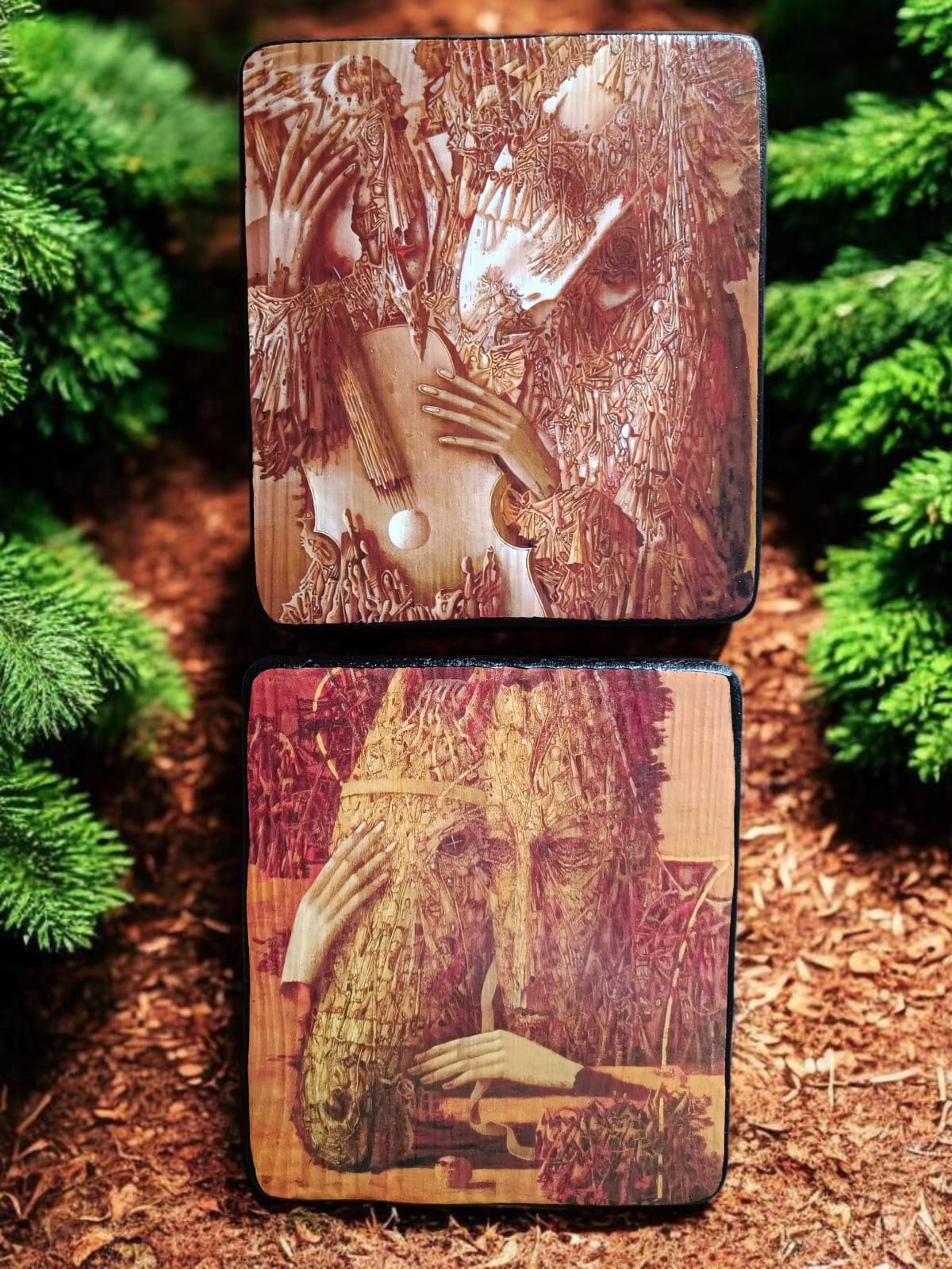 Ukrainian Art Painting Wood Panel "Sad Melody" Reproduction by Ivan Marchuk