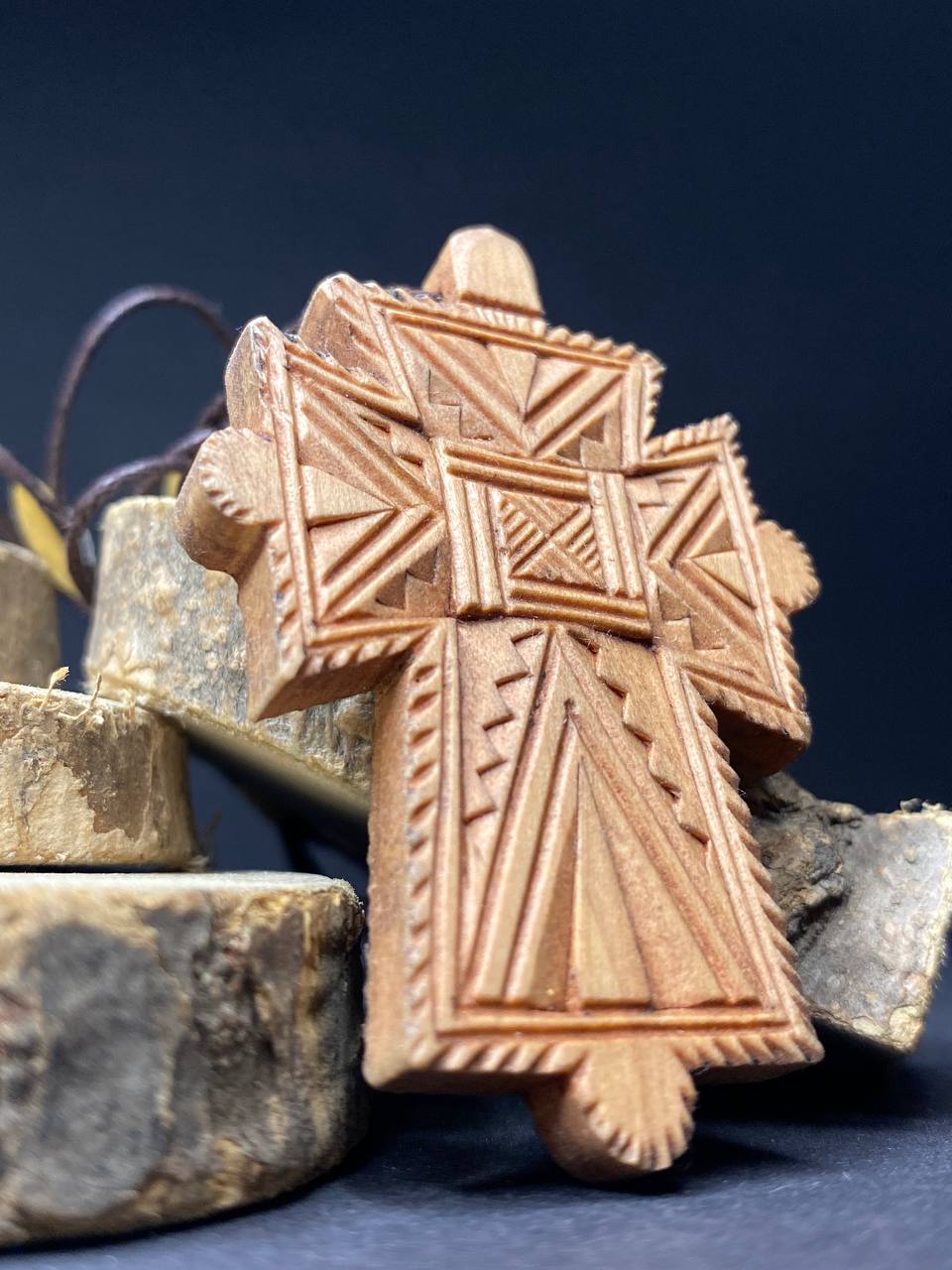 Ukranian&nbsp;Traditional&nbsp;Ortodox Handmade Wood Cross Crucifix Double-Sided from Hutsul Region Ukraine