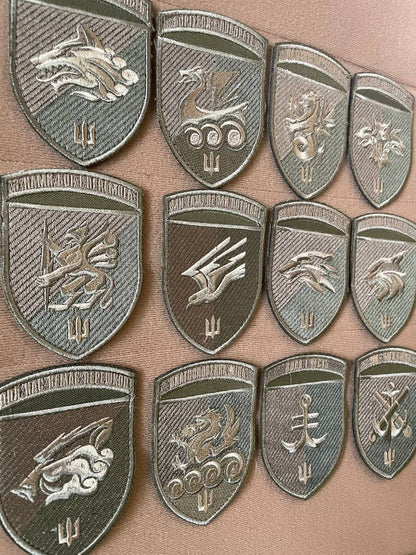 Ukrainian Army Unit Patches Separate Brigade of Marines Badge Hook Set * 12 pcs (Olive)