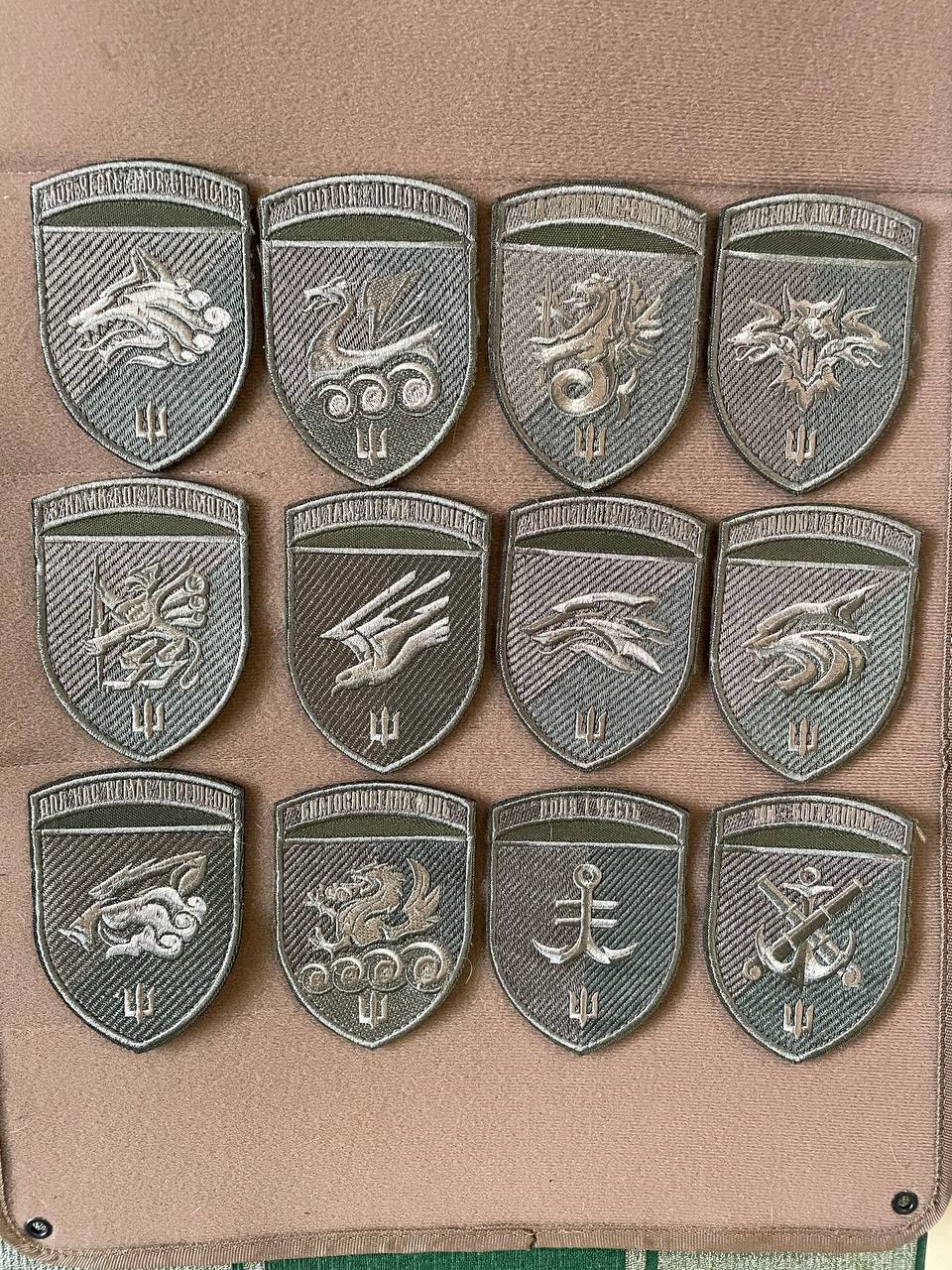 Ukrainian Army Unit Patches Separate Brigade of Marines Badge Hook Set * 12 pcs (Olive)