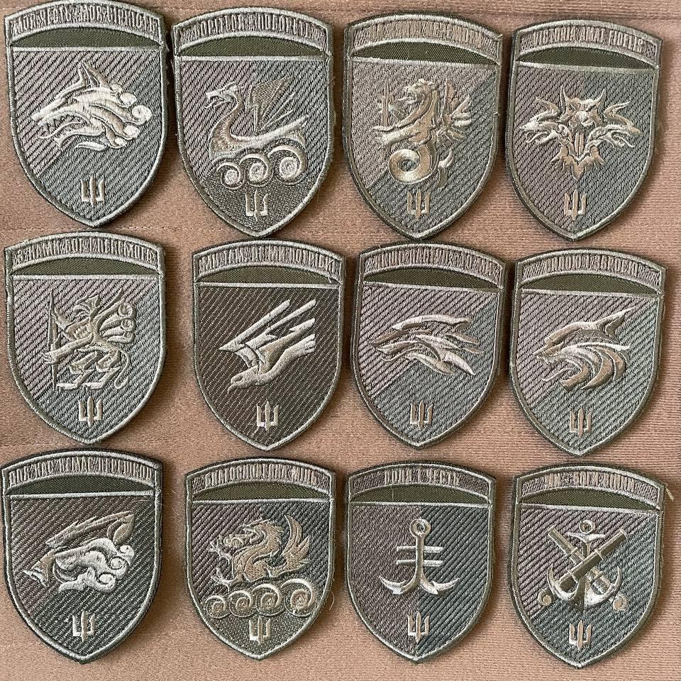 Ukrainian Army Unit Patches Separate Brigade of Marines Badge Hook Set * 12 pcs (Olive)