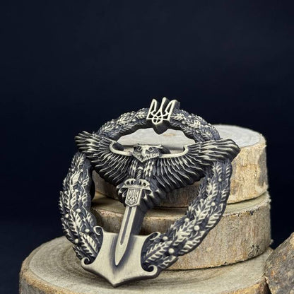 Ukrainian Army Metallic Beret Badge Militare Intelligence of Ukraine