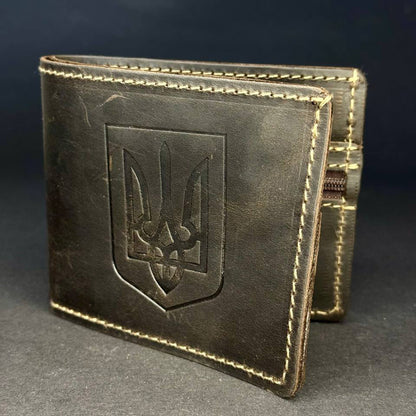 Ukranian Brown Leather Trident Men`s Men's Wallet