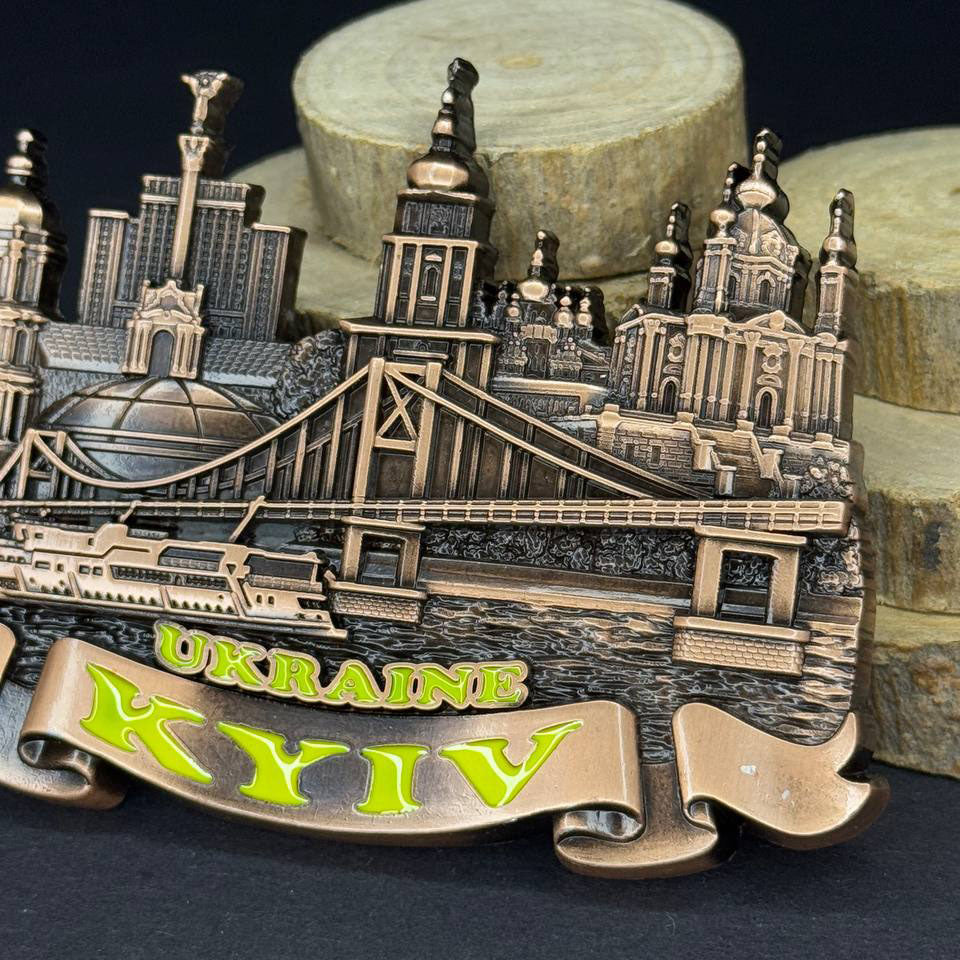 Urkainian Frozen Magnet Metal Collage of Kyiv 3 D