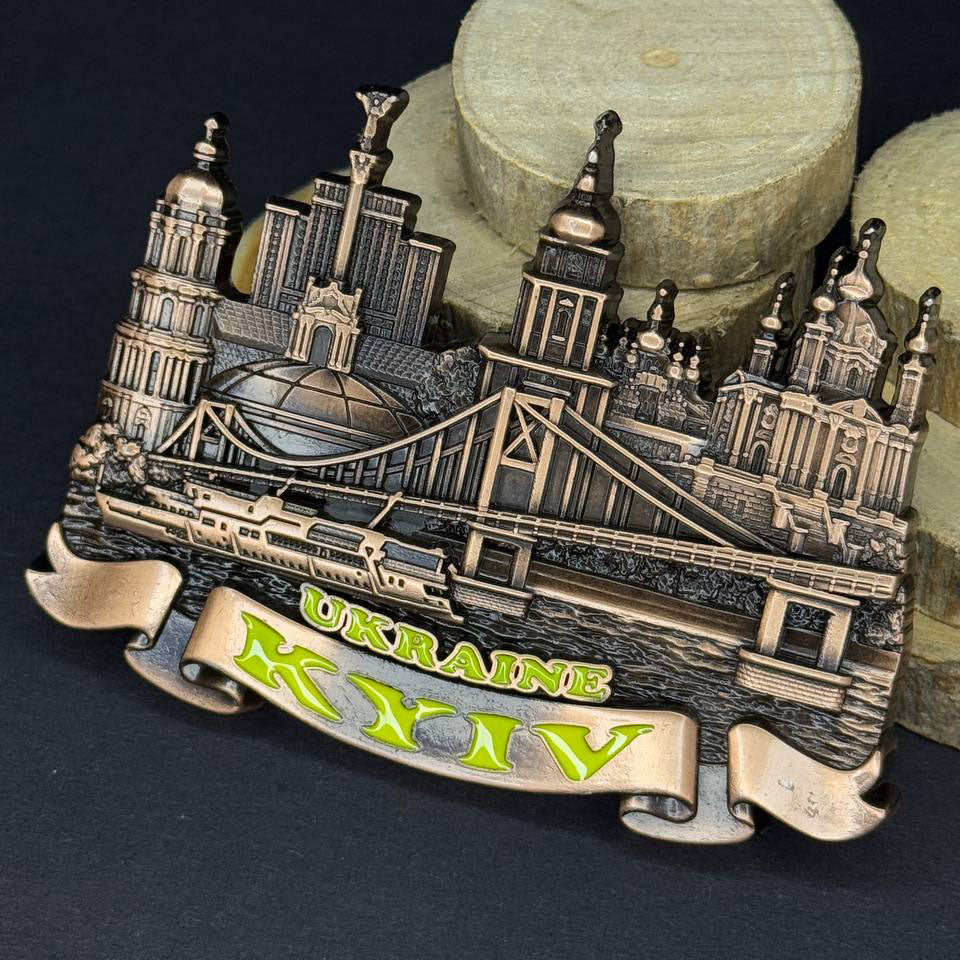 Urkainian Frozen Magnet Metal Collage of Kyiv 3 D