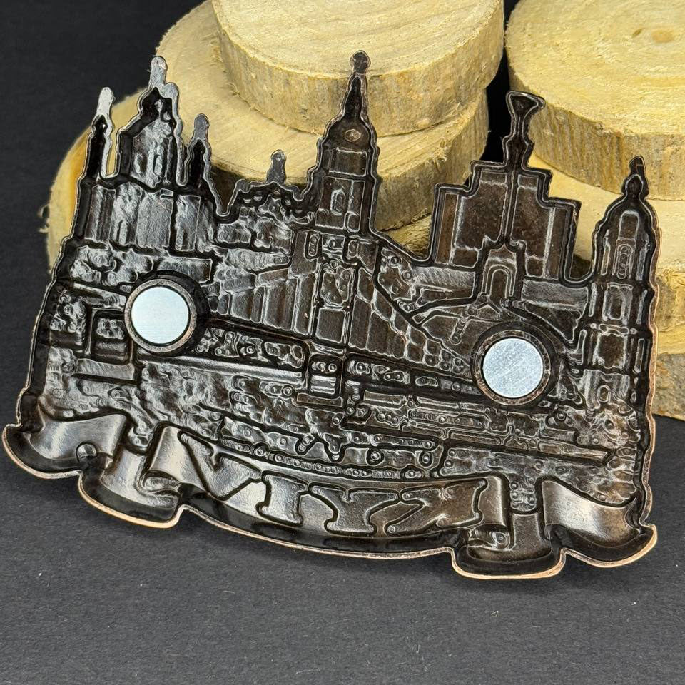 Urkainian Frozen Magnet Metal Collage of Kyiv 3 D