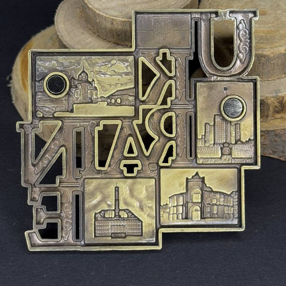 Ukrainian Frozen Magnet Metal Collage of Ukraine 3 D