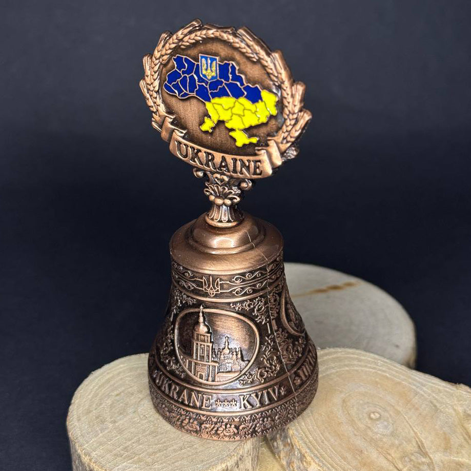 Ukrainian Metal Bell Views of Kyiv and Map of Ukraine
