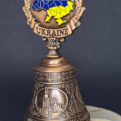 Ukrainian Metal Bell Views of Kyiv and Map of Ukraine