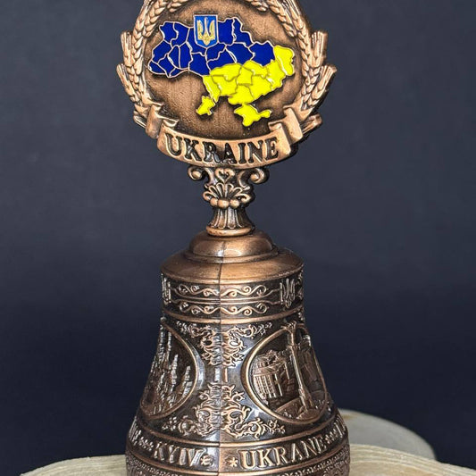 Ukrainian Metal Bell Views of Kyiv and Map of Ukraine