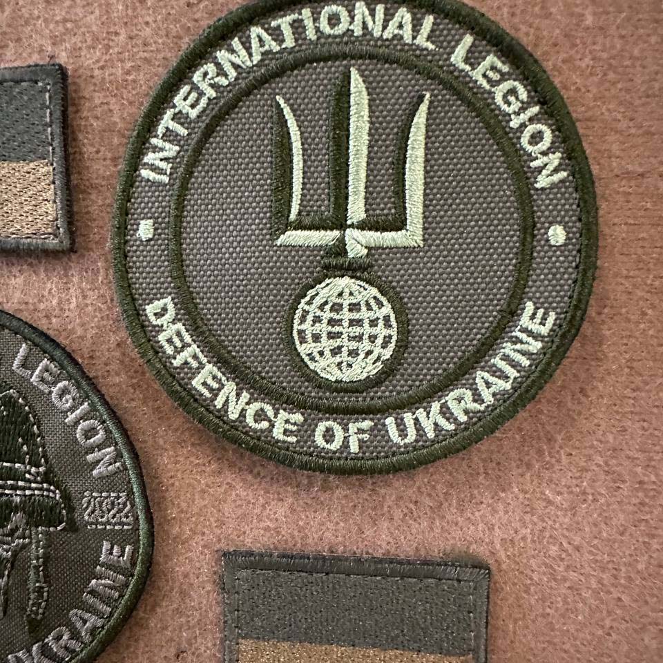 Ukrainian Morale Patch International Legion of Ukraine "Olive" Tactical Badge Hook * 4 pcs