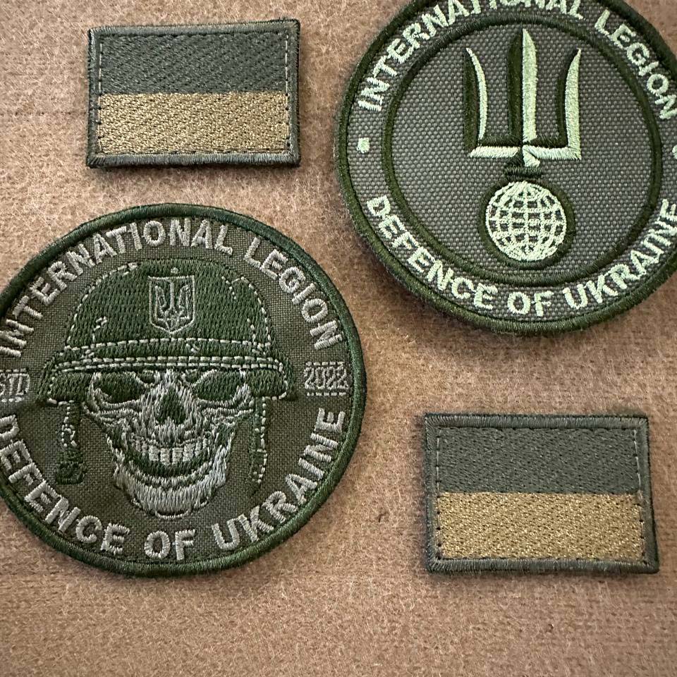 Ukrainian Morale Patch International Legion of Ukraine "Olive" Tactical Badge Hook * 4 pcs