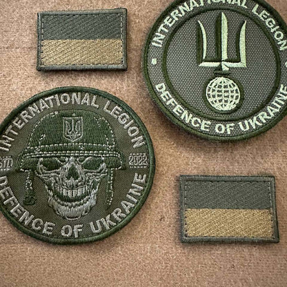 Ukrainian Morale Patch International Legion of Ukraine "Olive" Tactical Badge Hook * 4 pcs