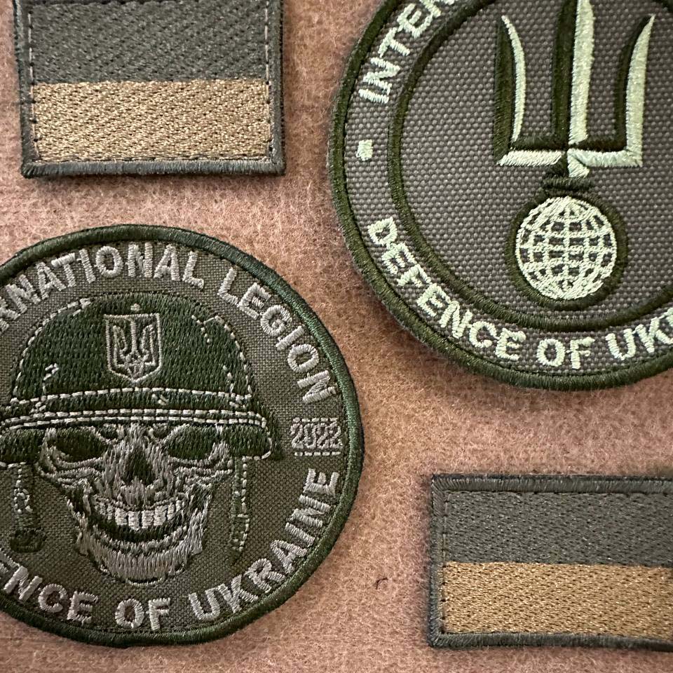 Ukrainian Morale Patch International Legion of Ukraine "Olive" Tactical Badge Hook * 4 pcs