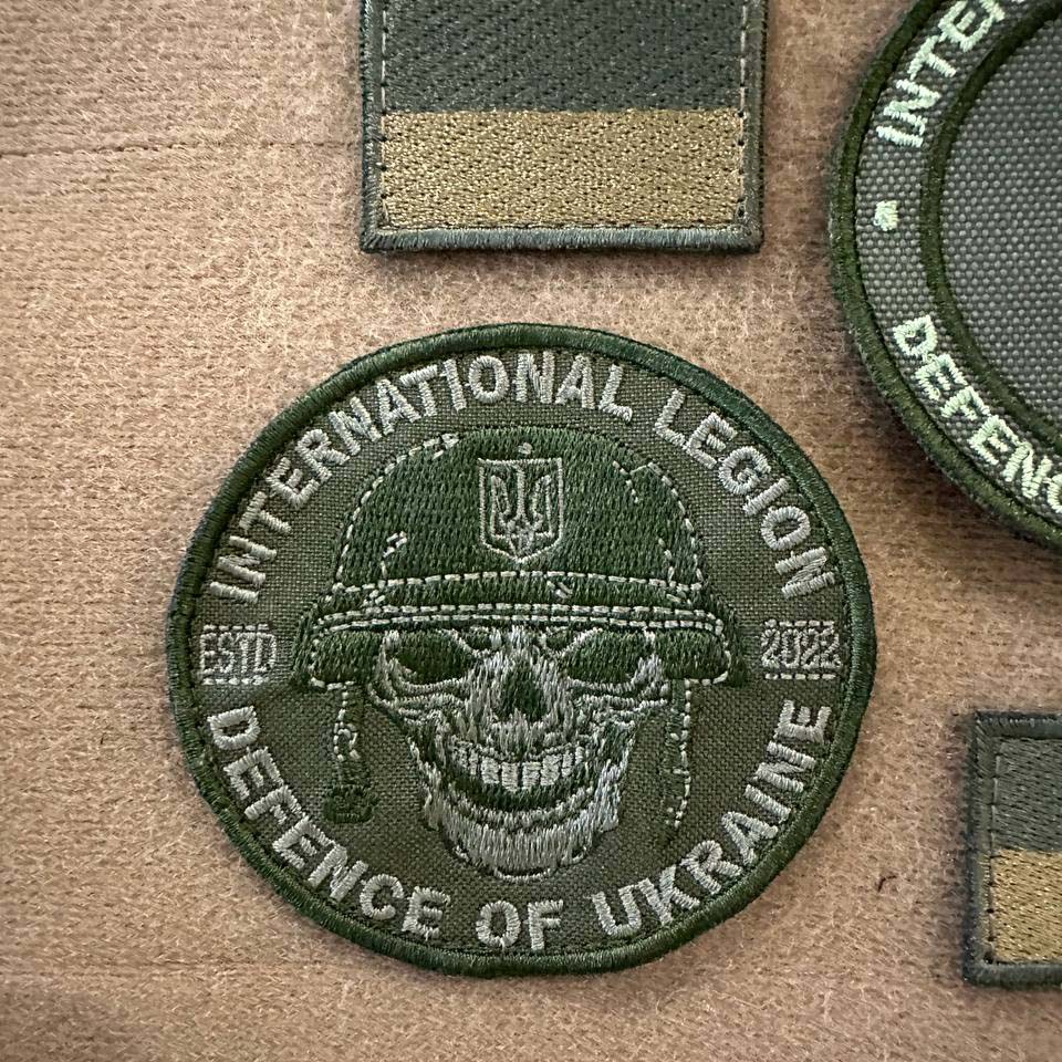 Ukrainian Morale Patch International Legion of Ukraine "Olive" Tactical Badge Hook * 4 pcs