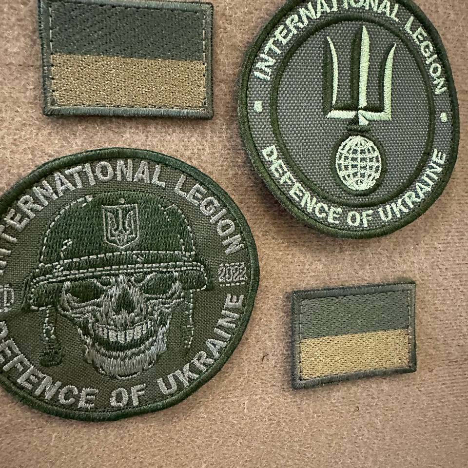 Ukrainian Morale Patch International Legion of Ukraine "Olive" Tactical Badge Hook * 4 pcs